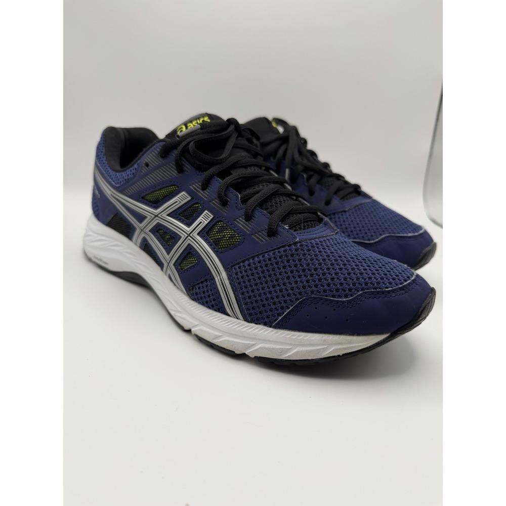 ASICS Gel Contend 5 Running Shoes Men's 9.5 Navy Blue Silver Athletic Sneakers